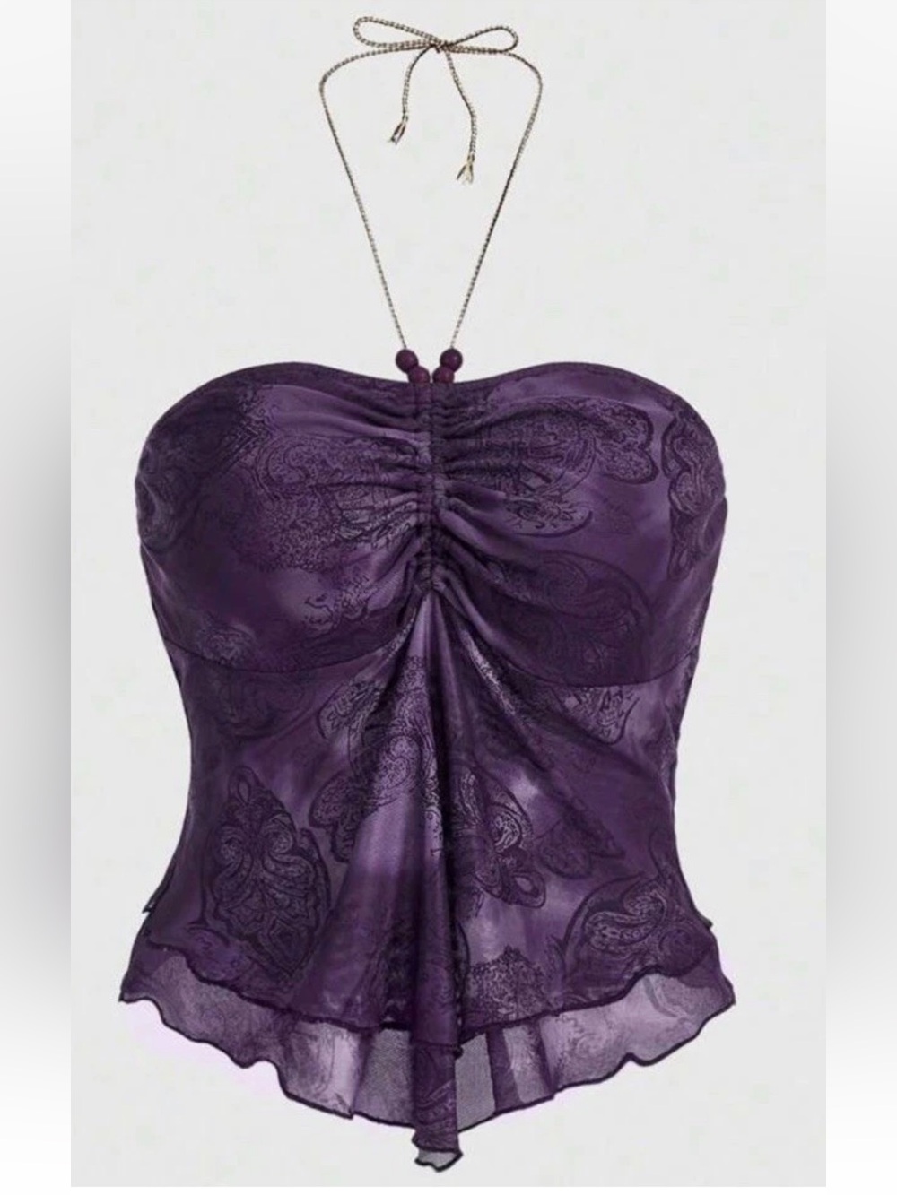 Romwe Womens Plus Size 2XL Purple Mesh Halter Top